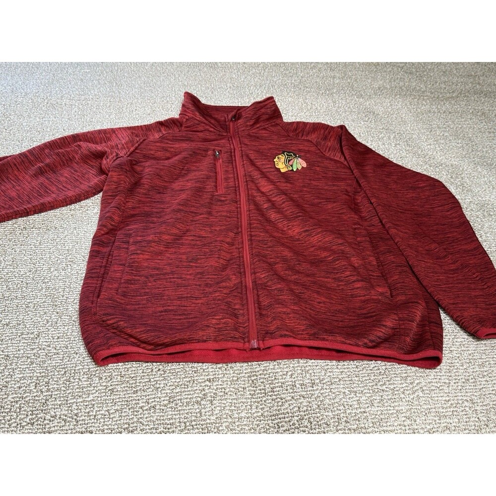 NHL Chicago Blackhawks Men's XL Red Full Zip Lightweight Jacket Polyester Lined